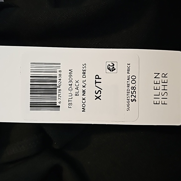 Eileen Fisher Mock-Neck K/L Knit  Dress F8TLU-D4309M Black NWT Black XS - Picture 10 of 17